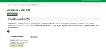 Screenshot of Data File Upload Step 1