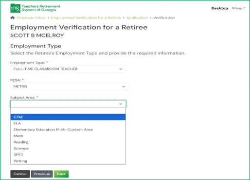 Screenshot of Employment Verification Form Step 6