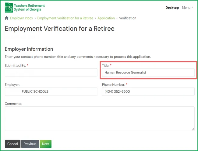 Screenshot of Employment Verification Form Step 8